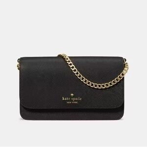 kate spade Black Saffiano Convertible Crossbody with Gold Chain